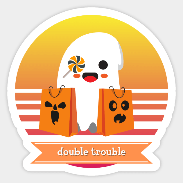 Halloween Cute Ghost Double Trouble Trick or Treat Candy Bags Sticker by nathalieaynie